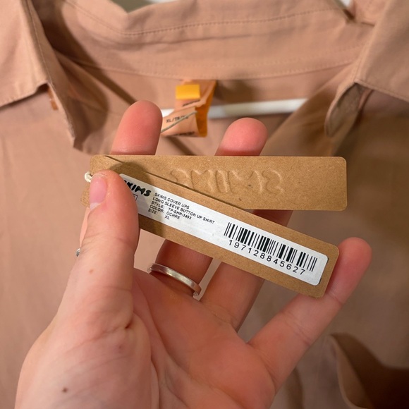 NWT Skims Cover Ups Long Sleeve Button Up Shirt in Ochre - XL - Picture 4 of 4